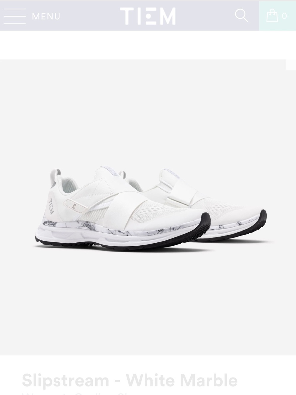 TIEM Slipstream White Marble Cycling Shoes with SPD Clips